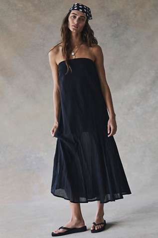 knee length dresses for ladies Women's Linen Sundress Melia in Black L main image 0