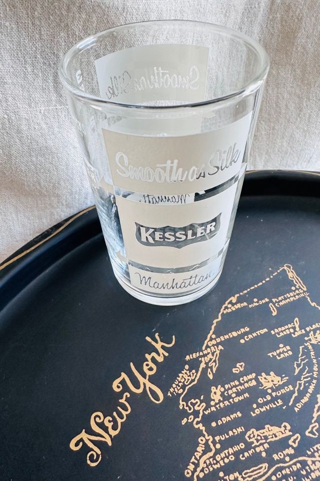 Vintage Hand Painted New York Souvenir Tray with Promotional Glass Selected by KA.TL.AK #1