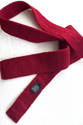 Vintage Red Knit Wool Textured Thin Tie Selected by KA.TL.AK