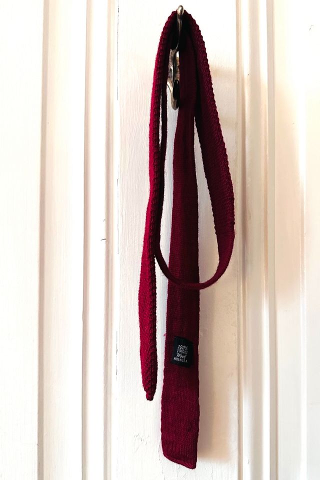 Vintage Red Knit Wool Textured Thin Tie Selected by KA.TL.AK #2