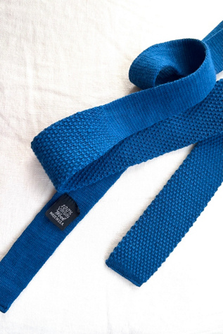 Vintage Teal Knit Wool Textured Thin Tie Selected by KA.TL.AK