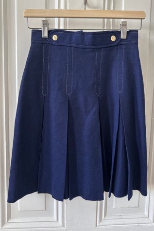 Vintage 60’s Blue Wool Skirt with Yoke Pleats Selected by KA.TL.AK