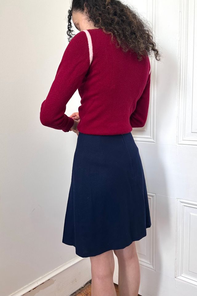 Vintage 60’s Blue Wool Skirt with Yoke Pleats Selected by KA.TL.AK #2