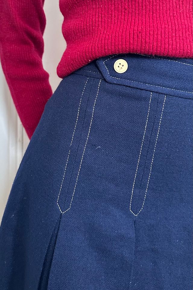 Vintage 60’s Blue Wool Skirt with Yoke Pleats Selected by KA.TL.AK #3