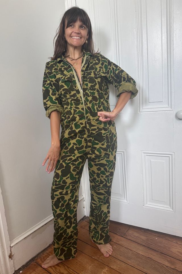 Vintage Duck Camouflage Zip Front Cotton Jumpsuit Selected by KA.TL.AK