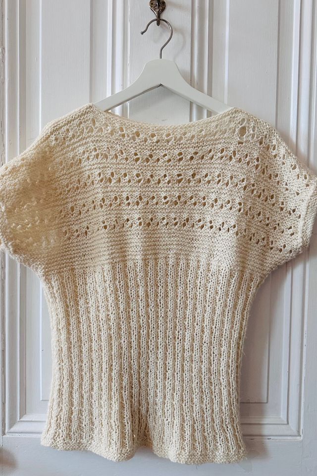 Vintage Hand Knit Cream Short Sleeved Sweater Selected by KA.TL.AK #1