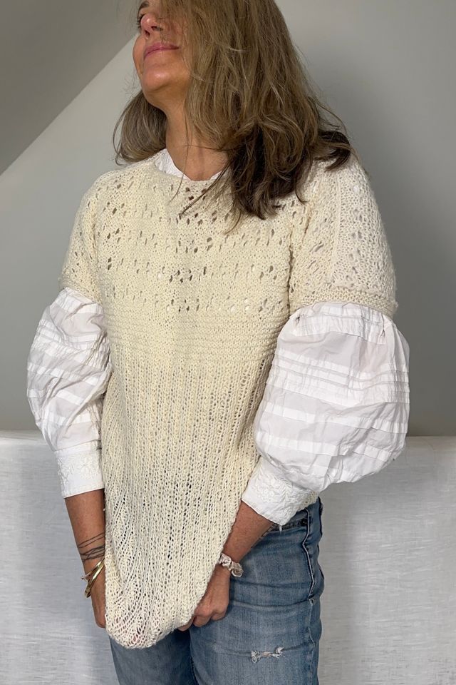 Vintage Hand Knit Cream Short Sleeved Sweater Selected by KA.TL.AK #3