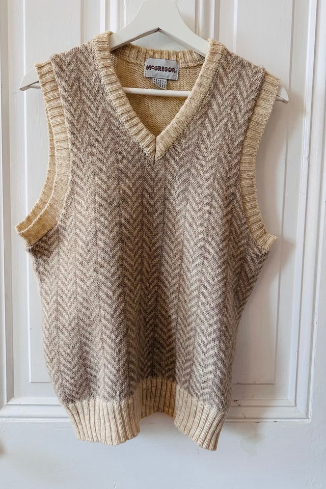 Vintage Wool Herringbone Patterned Sweater Vest Selected by KA.TL.AK