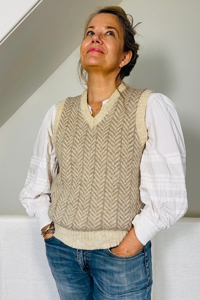 Vintage Wool Herringbone Patterned Sweater Vest Selected by KA.TL.AK #1