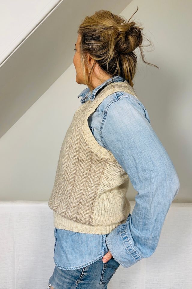 Vintage Wool Herringbone Patterned Sweater Vest Selected by KA.TL.AK #2