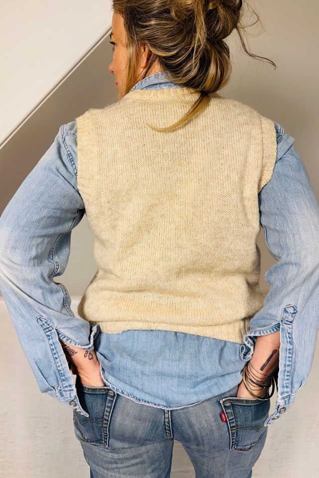 Vintage Wool Herringbone Patterned Sweater Vest Selected by KA.TL.AK #3
