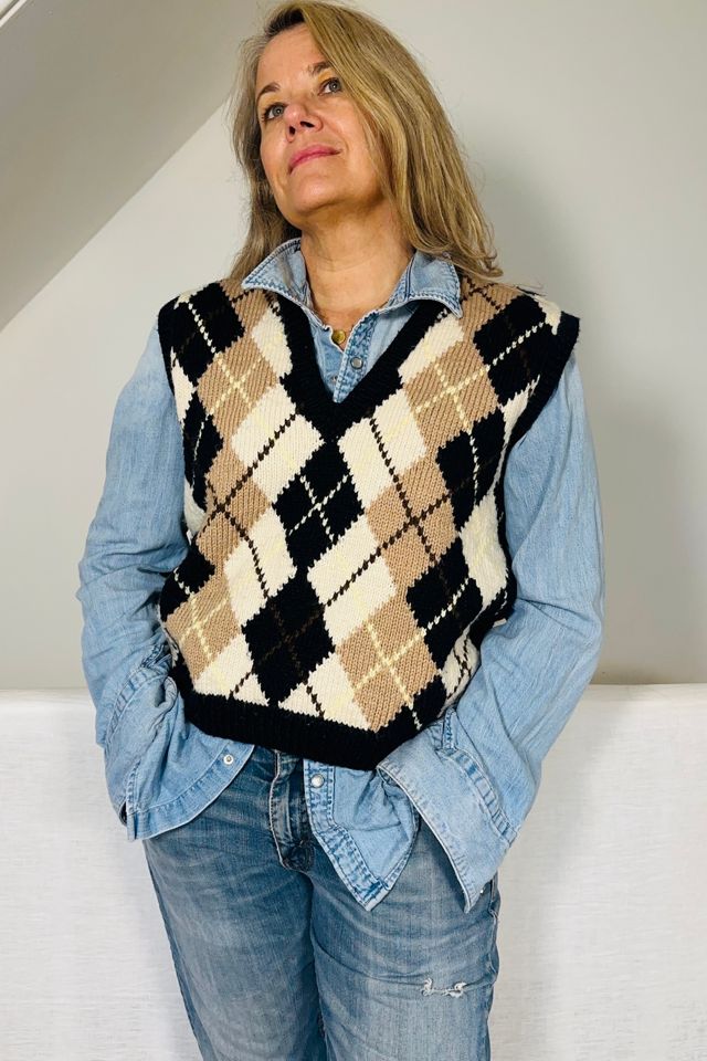 Vintage Handknit Wool Argyle V Neck Sweater Vest Selected by KA.TL.AK #3