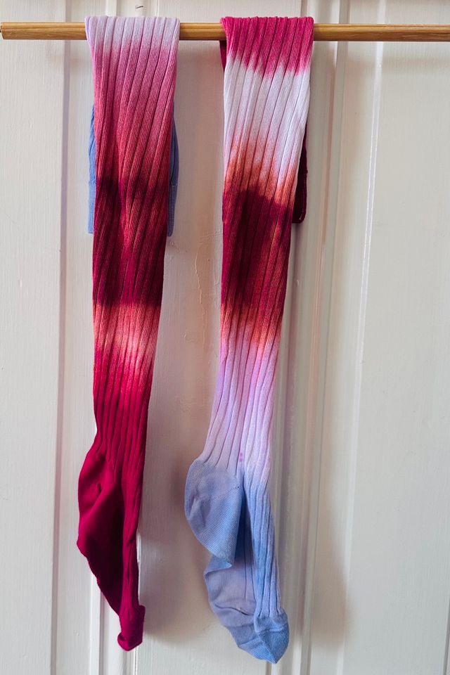 Hand Dyed Lavendar and Bright Pink Toed Knee Socks Selected by KA.TL.AK #1