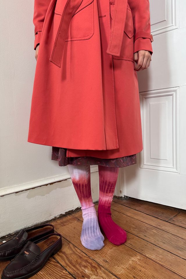 Hand Dyed Lavendar and Bright Pink Toed Knee Socks Selected by KA.TL.AK #3