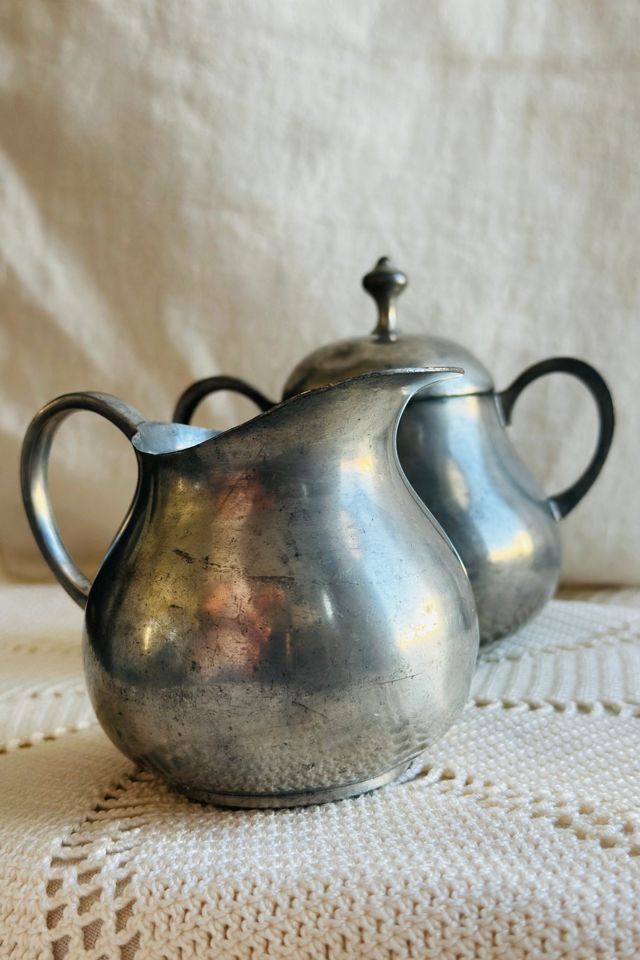 Vintage Dutch Pewter Cream and Sugar Set Selected by KA.TL.AK #2