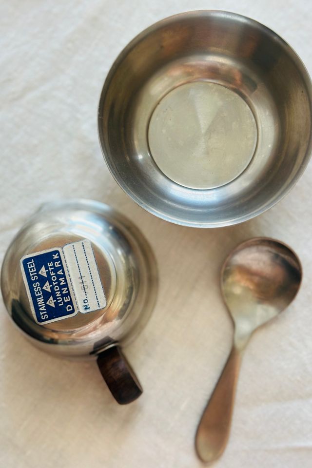 Vintage Danish Modern Stainless-Steel Cream and Sugar Set Selected by KA.TL.AK #2