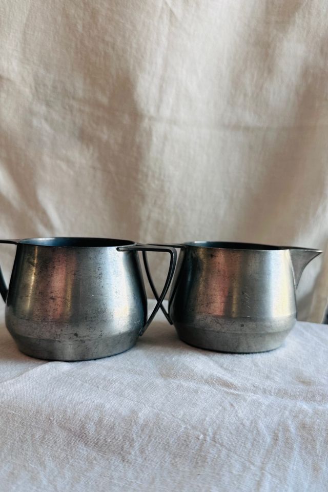 Vintage Art Deco Pewter Cream and Sugar Set Selected by KA.TL.AK