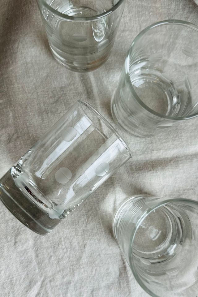 Vintage Polka Dot Etched Juice Glass Set of Four Selected by KA.TL.AK #1