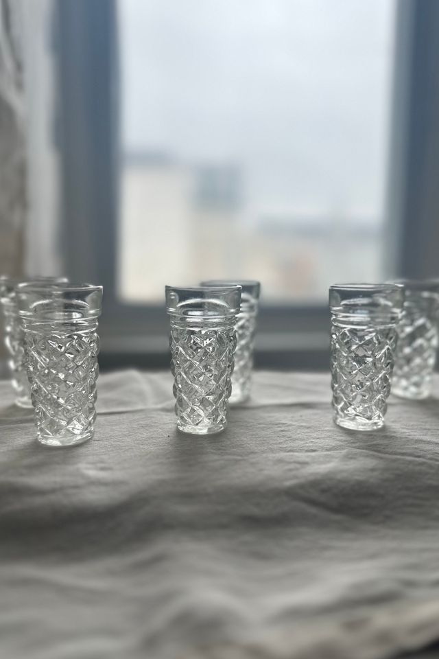 Vintage Italian Cut Glass Cordial Glass or Bud Vase Set of Six Selected by KA.TL.AK #1