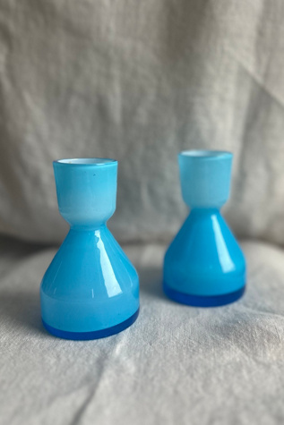 Vintage MCM Swedish Blue Glass Bud Vase or Candleholder Selected by KA.TL.AK
