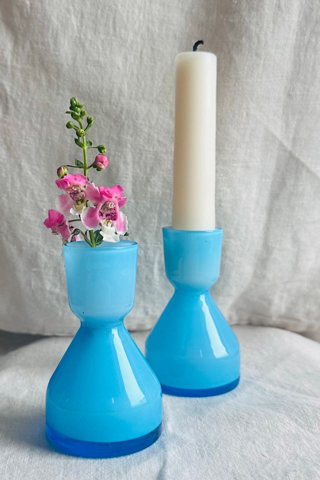Vintage MCM Swedish Blue Glass Bud Vase or Candleholder Selected by KA.TL.AK #1