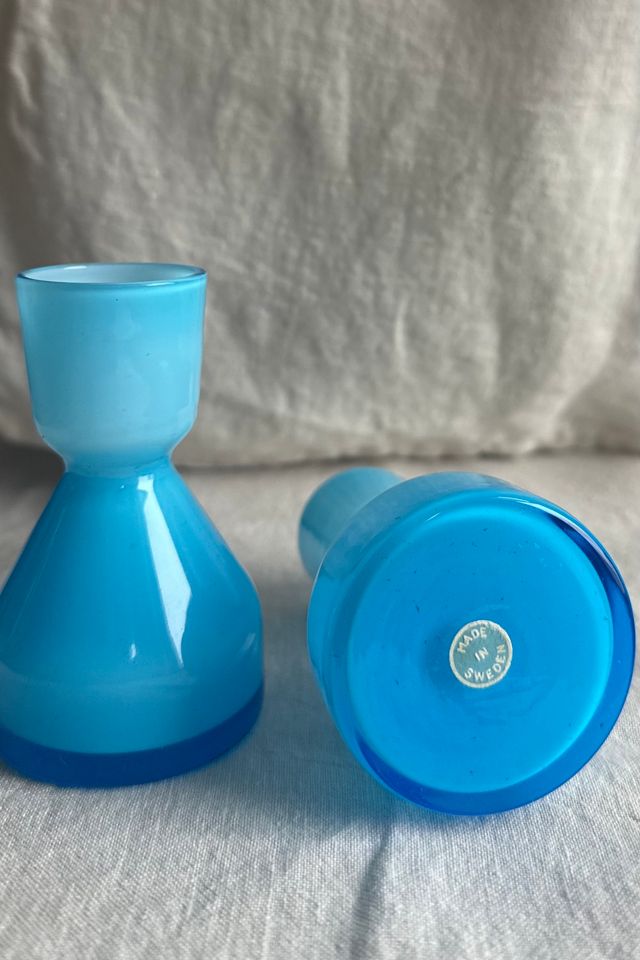 Vintage MCM Swedish Blue Glass Bud Vase or Candleholder Selected by KA.TL.AK #2