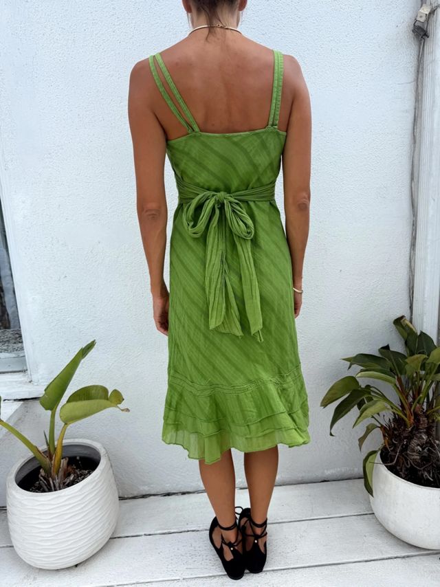 Linen Kelly Green Y2k Dress Selected by Madly Vintage #2