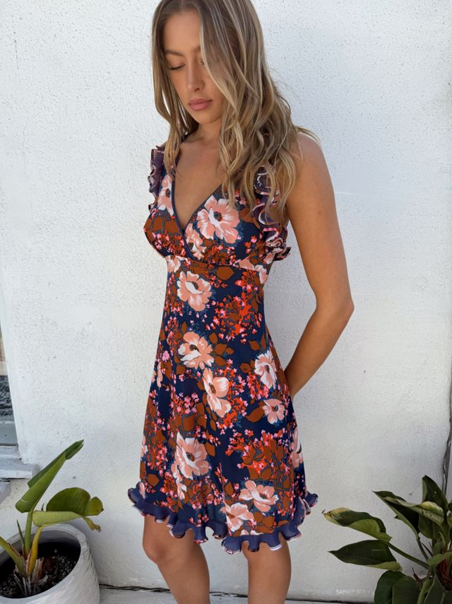 1970s Navy Floral Dress Selected by Madly Vintage #2