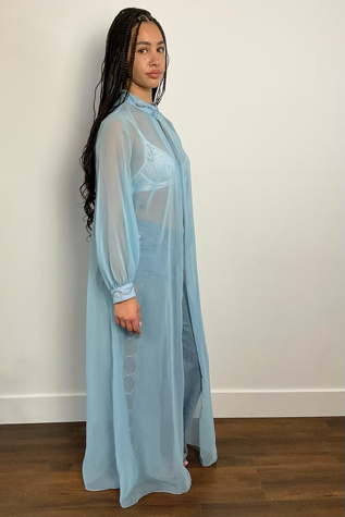 Vintage Baby Blue Sheer Maxi Jacket Selected By Ankh By Racquel