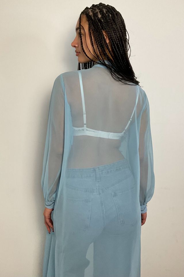 Vintage Baby Blue Sheer Maxi Jacket Selected By Ankh By Racquel #1