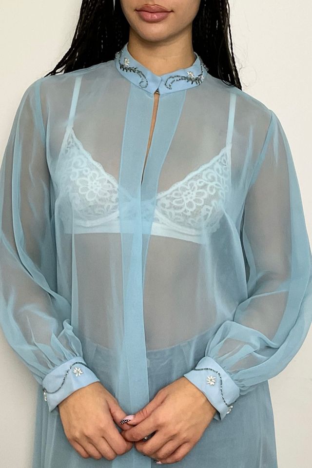 Vintage Baby Blue Sheer Maxi Jacket Selected By Ankh By Racquel #3