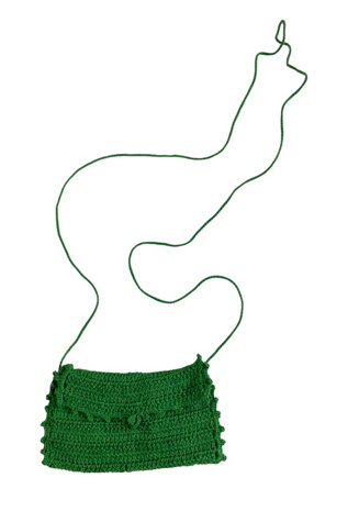 Vintage Small Green Crochet Pouch Necklace Selected By Ankh By Racquel