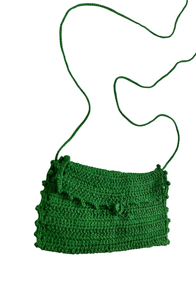 Vintage Small Green Crochet Pouch Necklace Selected By Ankh By Racquel #1