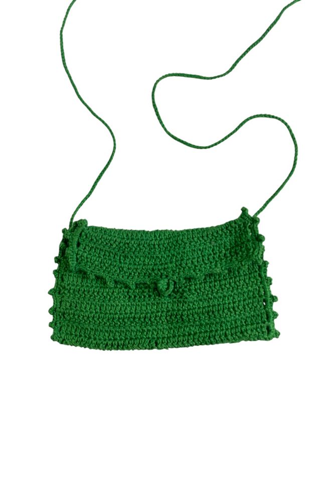 Vintage Small Green Crochet Pouch Necklace Selected By Ankh By Racquel #3