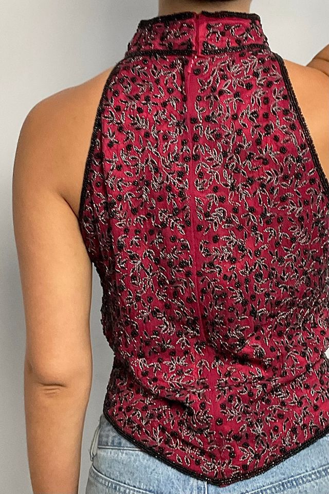 Vintage Nineties Red And Black Beaded Sleeveless Top Selected By Ankh By Racquel #2