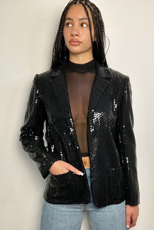 Vintage Black Sequined Blazer Selected By Ankh By Racquel