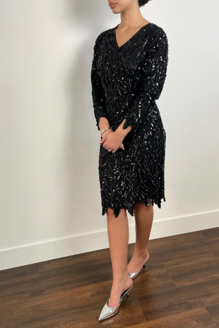 Vintage Black Sequined Dress Selected By Ankh By Racquel