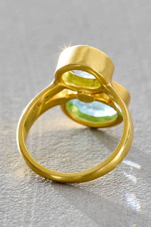 Pippa Small 18kt Gold Aquamarine Signature Double Greek Ring #2