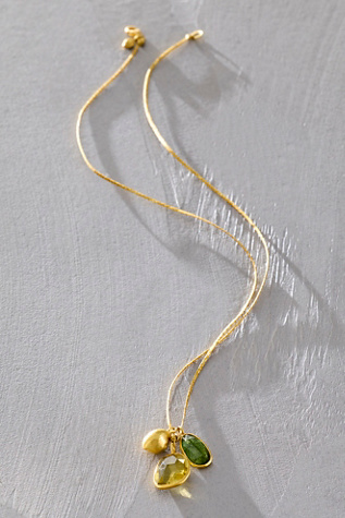 Женские колье Pippa Small Cluster With Gold Charm, цвет: Зелёный / Лимонный — фото 4