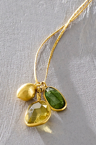 Женские колье Pippa Small Cluster With Gold Charm, цвет: Зелёный / Лимонный — фото 3
