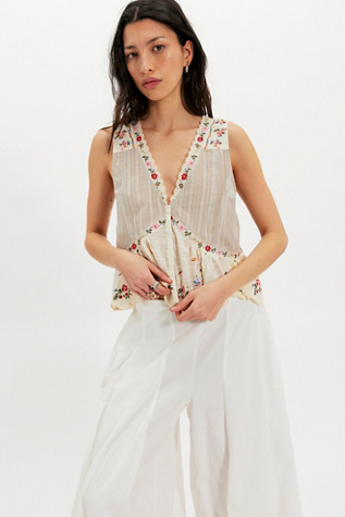 Ellis Embroidered Blouse at Free People in Tea Combo, Size: Medium