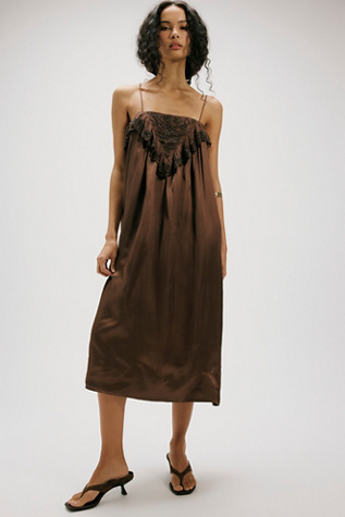 Marquita Midi Dress by Free People in Brown, Size: M