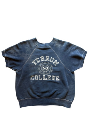 Vintage 1960s Ferrum College Short Sleeve Sweatshirt Selected By Vintage Warrior