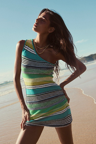Sun Rays Sweater Mini Dress by free-est at Free People in Green, Size: M