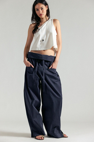 Fisherman Drawcord Pull-On Pants by Free People in Black, Size: M/L