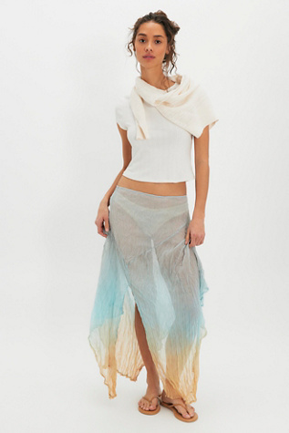 ESTHE Trapeze Crinkle Skirt at Free People in Blue, Size: S