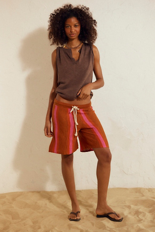 Женские шорты free-est Surfs Up Sweater Shorts, цвет: Коричневый комбинированный — фото 5