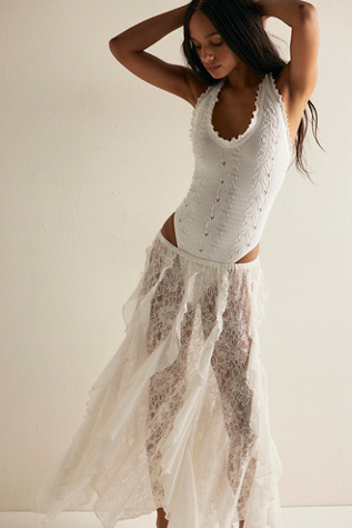 So Soft Frill Bodysuit by Intimately at Free People in White, Size: L-XL/G-TG