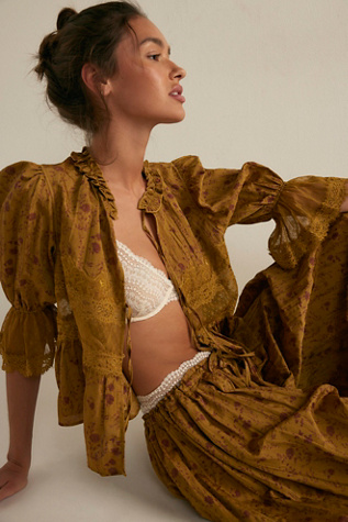 Forever Young Printed Bed Jacket by Intimately at Free People in Green, Size: S