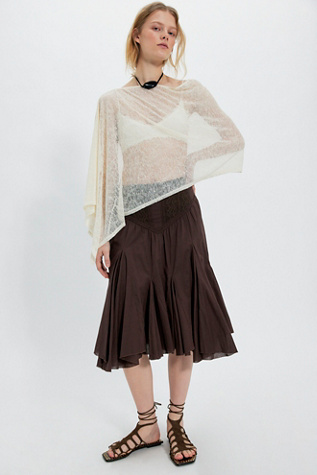 FP One Frida Godet Midi Skirt at Free People in Brown, Size: XS